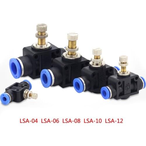 Pneumatic control valve, flow control valve, air flow control valve, LSA 4 / 6 / 8 / 10 / 12mm