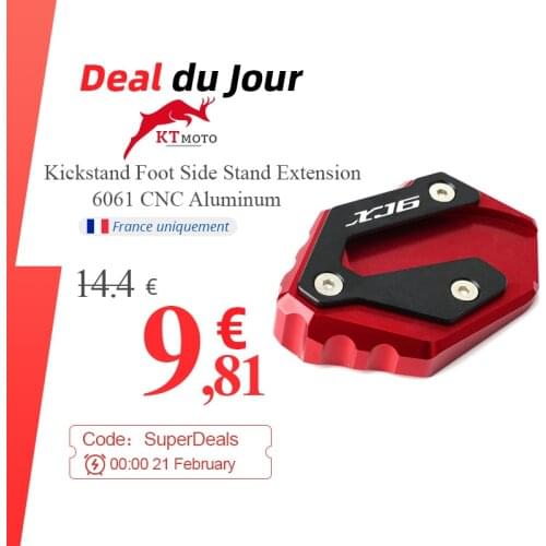 CNC Kickstand Foot Side Stand Extension Pad Support Plate For Yamaha XJ6 XJ6F XJ6N DIVERSION 2009-2015 Motorcycle Accessories