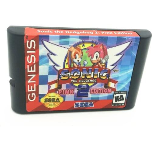 Sonic 2 Pink EdtionFor SEGA GENESIS & Mega Drive 16 Bit Video Games Conosle