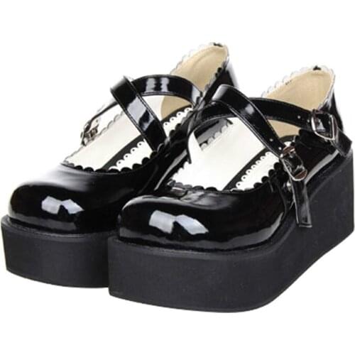 Princess sweet punk shoes Lolita shoes with Lolita cross platform and thick soled shoes low cute cartoon Princess women pu9606