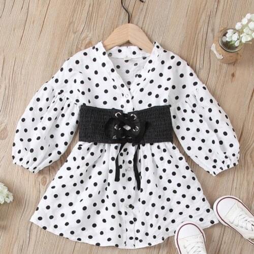 Spring Girls Dress Small with Buttons Soft Lovely Children Dresses A-line Cool Elastic Waistband Kids Clothes for Going Out