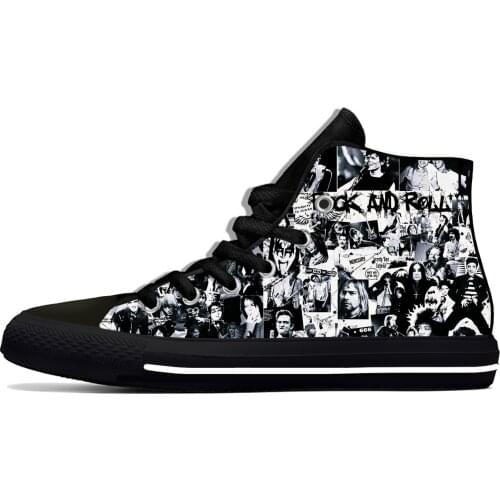 Rock N Roll Rock Band Music Singer Guitar Fashion Casual Cloth Shoes High Top Lightweight Breathable 3D Print Men Women Sneakers