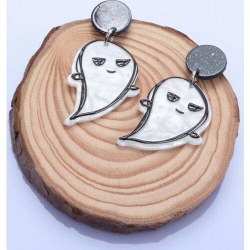 2021 New Halloween Ghost Skull Skeleton Acrylic Drop Earrings Creative Design For Women Fashion Festival Ornaments Charm Jewelry