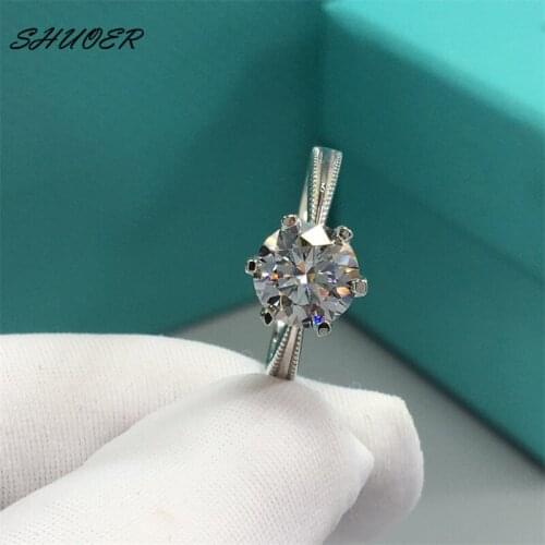 Classic 6 Claws 2 Carat Pass Diamond Tester D Color Moissanite Dewdrop Ring Women 925 Sterling Silver Brilliant Cut Stone Rings