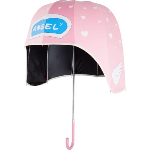 Cartoon Helmet Sun Umbrella Kids Dual-purpose UV Hat Long Handle Umbrellas Rain Woman Kids Umbrella for Girl Paraguas Gift SY304