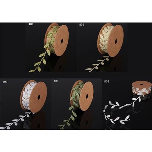 1m/Roll Printed Ribbons for Crafts Gift Wrap Bows Green Ribbon for Home Party Wedding Decorative Handmade DIY Tree Leaf Ribbon