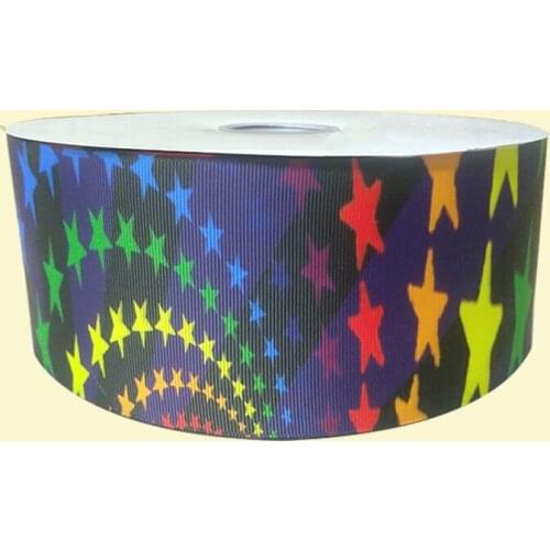 3" inch 75 mm 7.5cm star pattern free shipping printed grosgrain ribbons for gift decoration