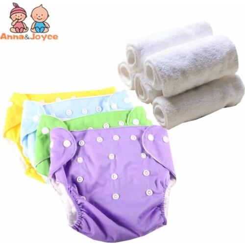 4 Diapers+10pc 3layers Inserts Baby Fraldas Adjustable Diaper Washable Cloth Diaper Nappy Diaper Snap Waterproof