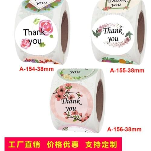 500pcs/Roll Scrapbooking For Gift Decoration Stationery Sticker Seal Label Handmade Sticker 6 styles Flower Thank You Stickers