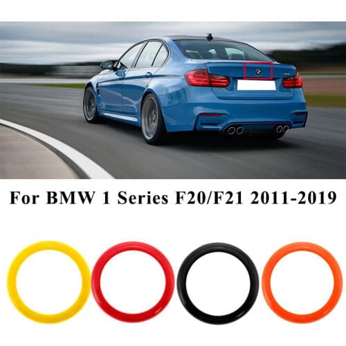 Car Rear Badge Ring Logo Frame Cover Trim For BMW 1 Series F20/F21 2011-2019 Red Black Carbon Fiber Orange Yellow