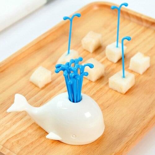 1 Set Beluga White Whale Fruit Forks Kitchen Accessories Cooking Fruit Vegetable Tools Gadgets for Party Home Decor