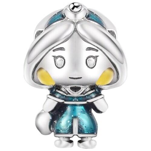 2021 New Fits Pandora Bracelet 925 Sterling Silver Jasmine Princess Charms Beads for Jewelry Making Kralen Berloque