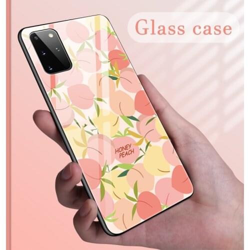Cute Fruit Tempered Glass Phone Case For Samsung Galaxy S20 Ultra S10 E 5G S9 S8 Note 10 9 8 Plus Colorful Protection Cover