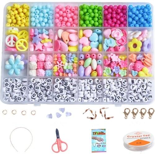 DIY Handmade Beaded Toy with Accessory Set Childrens Creative 24 Grid Girl Necklace Bracelet Beaded Set Puzzle Childrens Gift