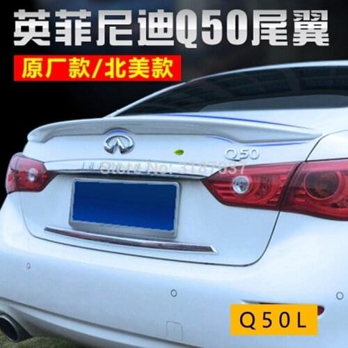 For Nissan Infiniti Q50 Spoiler 2013+ ABS Plastic Unpainted Color Rear Roof Spoiler Wing Trunk Lip Boot Cover Car Styling