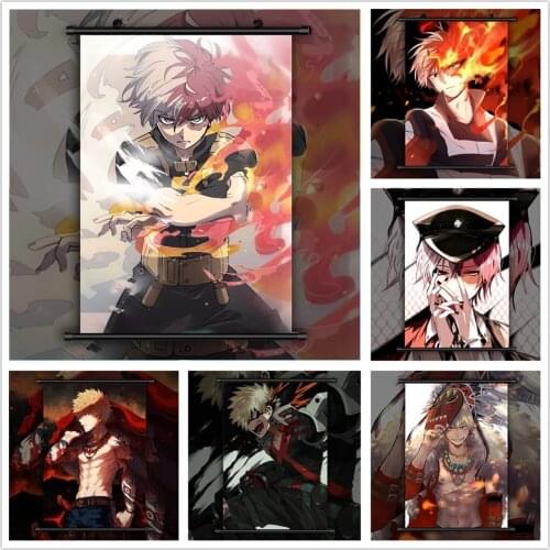 Home Decoration Wall Art Boku No My Hero Academia Bakugou Fight Paintings Plastic Hanging Scrolls Canvas Print Picture Poster