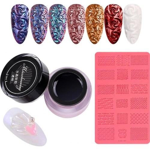 Nail Art Mold Elastic Non-stick DIY Creative Nail Painting Carved Mold Nails Carving Stamping Plate for UV Gel Nails