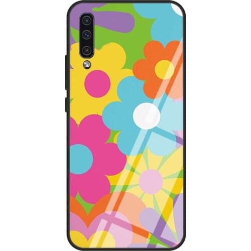 Hippie Flowers Bohemian Floral Groovy Tempered Glass Case For Samsung A52 A12 A32 A42 A72 A31 A51 A71 A40 A50 A70 A20e A21S