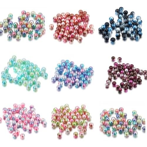 3/4/6/8/10/12mm Acrylic Multicolor Round ABS Imitation Pearl Beads Spacer Beads With Hole DIY Bracelets Necklaces Jewelry Making