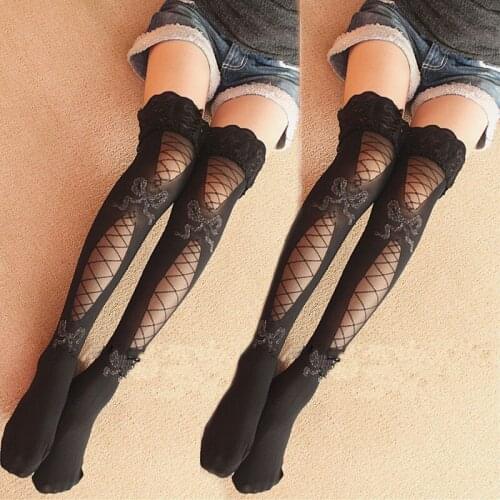 Summer Hot Sexy Women´s Sheer Lace Black Stockings Thigh-Highs Stockings Suspender Stockings