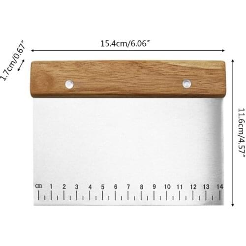 Stainless Steel Pastry Spatulas Cutter Wooden Handle Pizza Dough Scraper Fondant 37MF