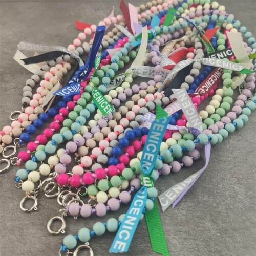 Face Mask Holder Chain Vintage Colorful bow-knot Wooden Beads Necklace Mouth Cover Anti-Lost Strap Lanyard