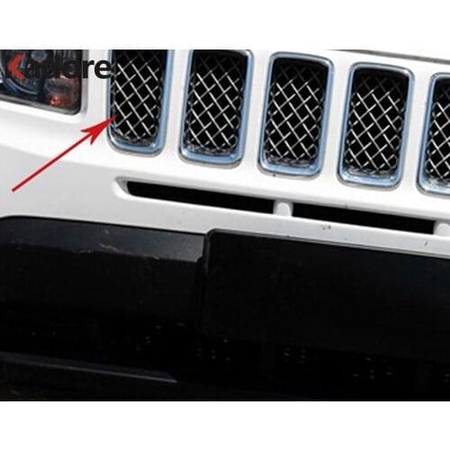 Front Bumper Grille Cover Trim For Jeep Compass 2011 2012 2013 2014 2015 2016 ABS Chrome Center Grills Around Car Accessories