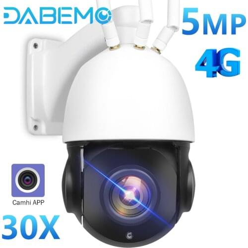 Outdoor IP Camera 4G Sim Card WiFi Security PTZ Camera 30x Zoom AI Auto Tracking Speed Dome CCTV Surveillance IR 80m/262.47ft