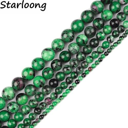 Natural Stone Genuine red green Epidote Clinozoisite stone Round Loose Strand Beads 15" 6 8 10 12MM Size DIY Jewelry Making