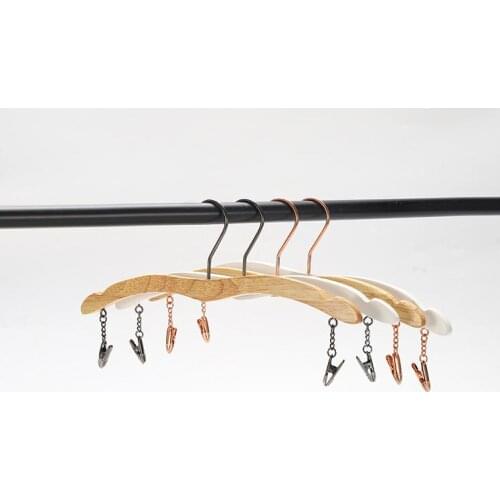 New solid wood ladies inner hanger non-slip seamless oak underwear clip bra and panty clip SN3475