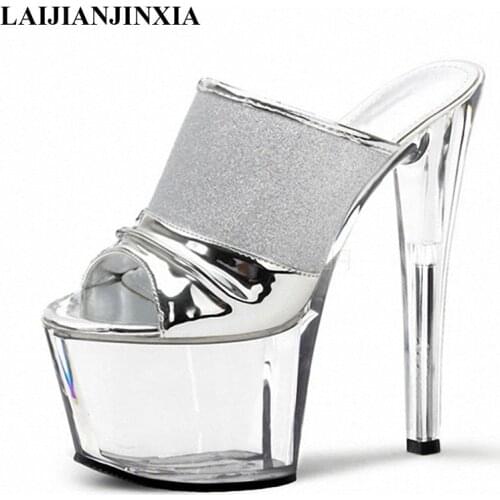 New 17 cm high heel slippers, sexy pole dancing shoes, female models stage show slippers pole dancing shoes