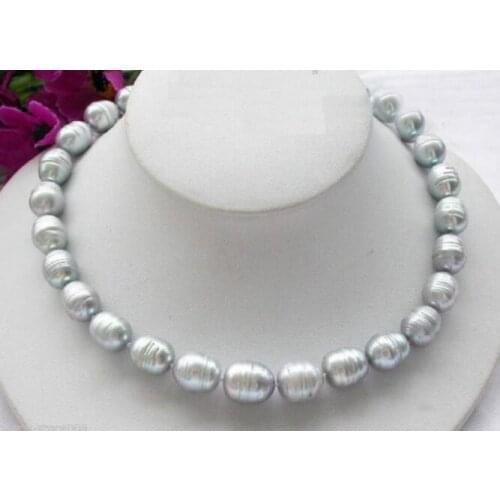 CHARMING 18" AAA 9-10MM TAHITIAN NATURAL GRAY PEARL NECKLACE 14K YELLOW CLASP