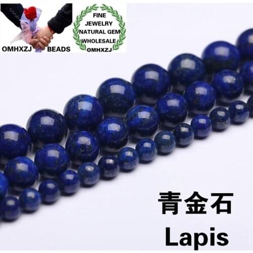 OMHXZJ Wholesale ZB12 4 6 8 10 12mm DIY Bracelet Necklace Jewelry Making Accessories Natural Stone Hot Fine Lapis Round Beads