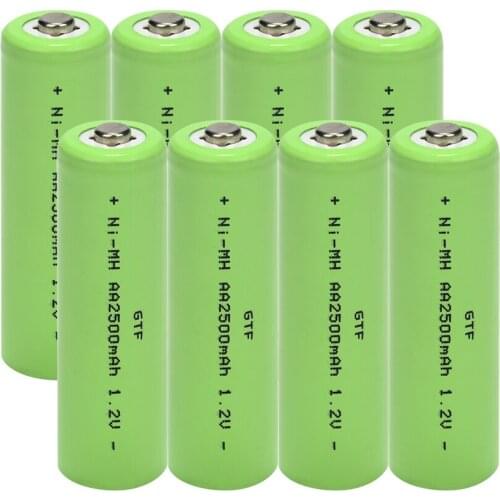 Rechargeable battery gtf aa, 2500mah, 1.2 v, led light alkaline rechargeable battery, toy, mp3, cell, source code
