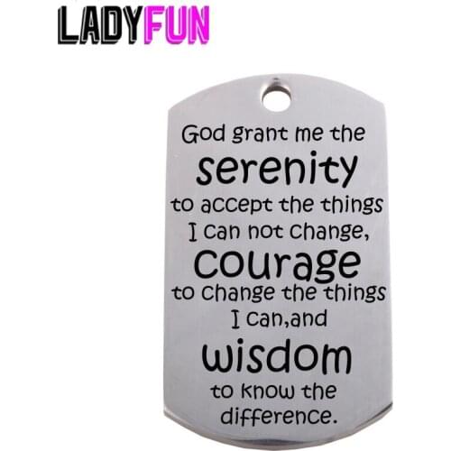 Ladyfun 2019 Stainless Steel Charm Serenity Prayer Pendant - Serenity Courage Wisdom Charms For Serenity Prayer Jewelry Making