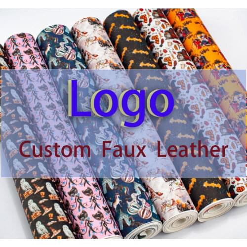 Custom Luxury Brand Faux Leather Printing 30Cm X 136Cm for DIY Handicraft Hair Accessories Material Fabric