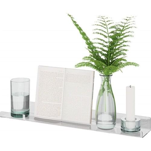 Clear Acrylic Book Photo Display Rack Holder Wall Mount Shelf Bathroom Organizer Home Storage