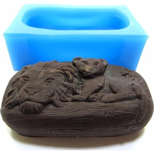 Silicone Mold Mother and son Lion Handmade Soap Mould Resin Pendant Soap Mould DIY Handicraft Soap Candle Aroma Stone DW0018