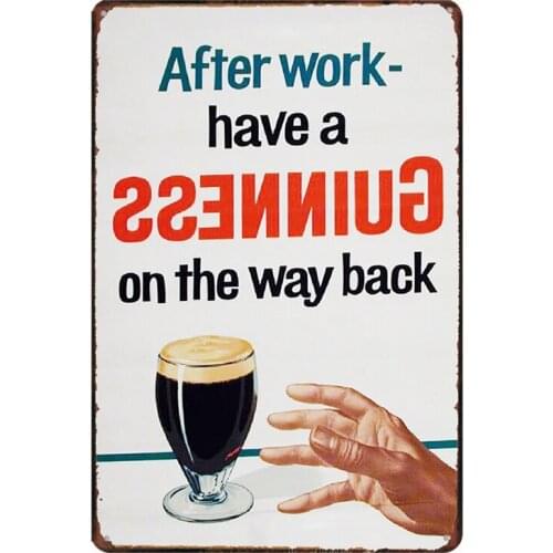 Guinness Vintage Metal Signs Shabby Chic Wall Cafe Home Pub Art Kitchen Bar Decoration Cuadros 30X20CM SA-2046