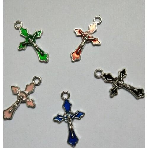 Vintage Silverr Crucifixes Enamel Jesus Crosses Charms Pendant For Jewelry Making Bracelet Crafts Handmade Accessories DIY Gift