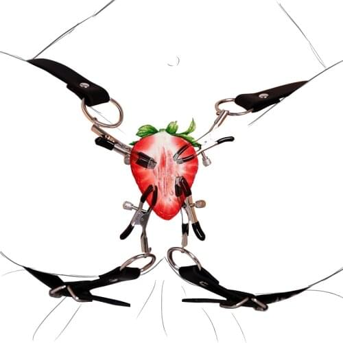 Women BDSM Toys Restraint PU Leather Play Nipple Clamps Clitoris Vagina Clamp Intimate Expander Bondage A Pair Sex Toys Shop