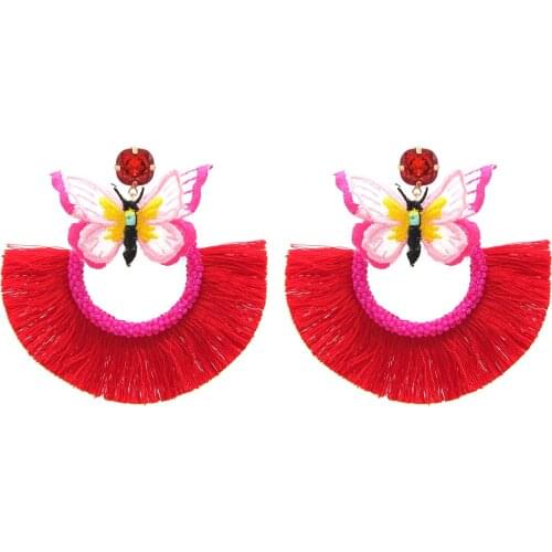 Fashion Earings Bohemian Handmade Beads Tassel Drop Womens Earring Beautiful Multilayer Butterfly Statement Earring Jewelry