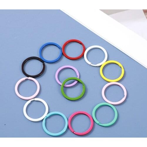 10pcs 30mm Colorful Painted Round Blank Split Key Ring Holder Fit DIY Women Men Key Chain Keychain Sleutelhanger Jewelry Making