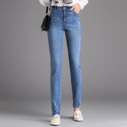 2021 Spring And Autumn New High Waist Stretch Jeans Slim Leggings Fashion Light Blue Versatile Pencil Pants