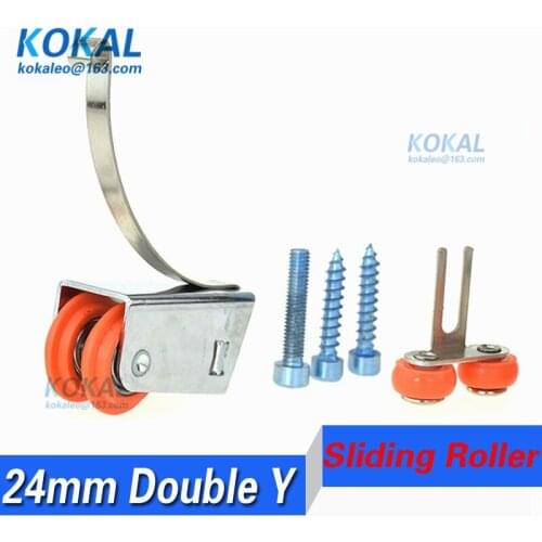 [24SPT]high loading double orange Y type wardrobe sliding door window roller wheel braoden spcc alloy window pulley 39mm 24mm