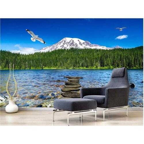 3d wallpaper Snow mountain forest water landscape room home decor Custom mural photo 3d wall murals wallpaper for walls 3 d