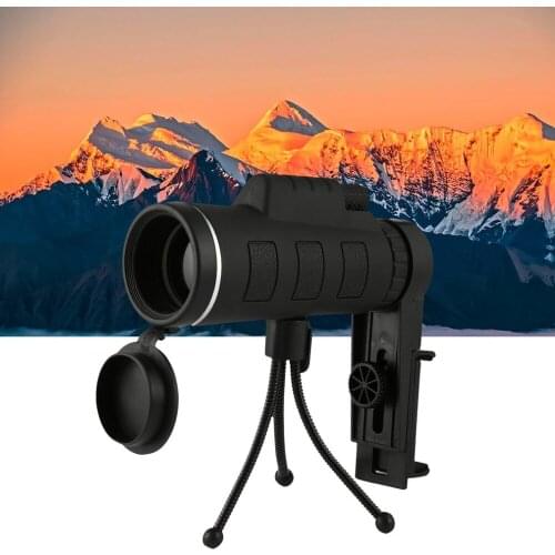 40X60 Monocular Telescope Wide Angle HD Night Vision Prism Scope With Compass Phone Clip Tripod Outdoor Portable Telescope