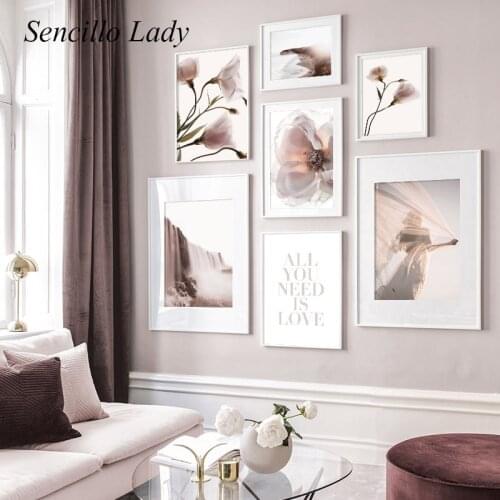 Bohemian Wall Art Flower Waterfall Landscape Poster Botanical Print Nordic Canvas Painting Boho Decoration Picture Home Decor