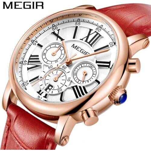 MEGIR Fashion Women Watches Top Brand Luxury Ladies Quartz Watch Chronograph 24 hours Date Clock Relogio Feminino Sport Watch