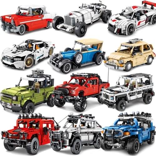 Children Toys High-Tech Roadst Off-Road Vehicle SUV Building Blocks City Pull Back Car Racing Car Bricks Creat DIY Gifts For Kid